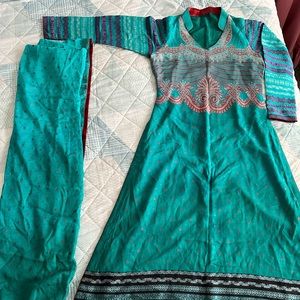 Chiffon, A-Line kameez with matching dupatta